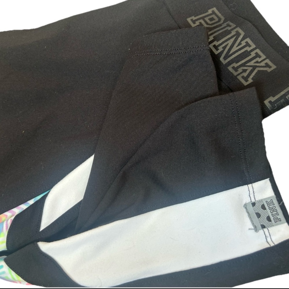 PINK Victoria's Secret Black Leggings with Colorful Pattern - Picture 3 of 5